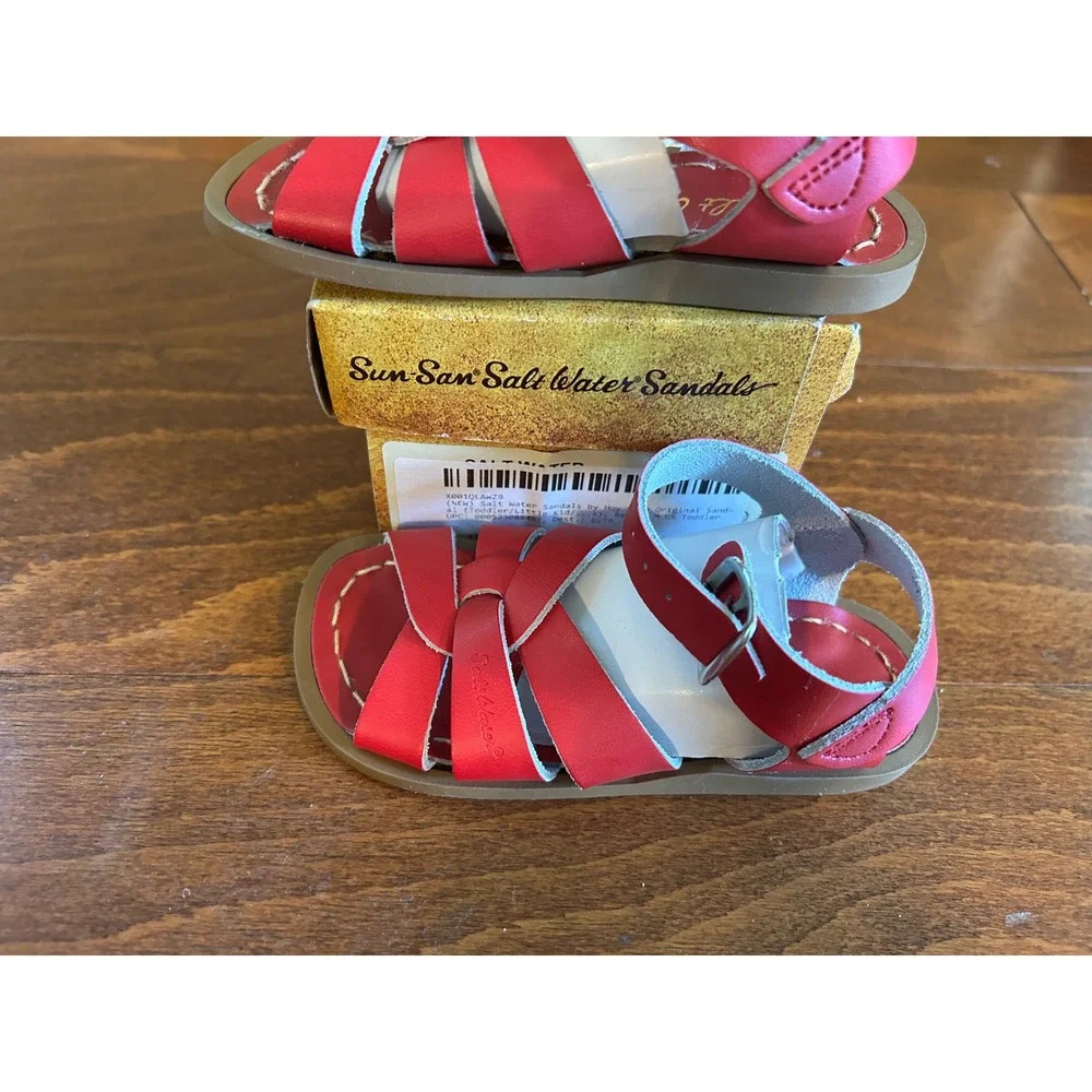 Salt Water Sandals‎ Hoy Shoes The Original Red Leather Kids Size 6 Toddler NEW